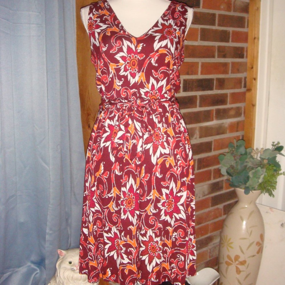 LOFT Tie Waist V-Neck Dress M POCKETS